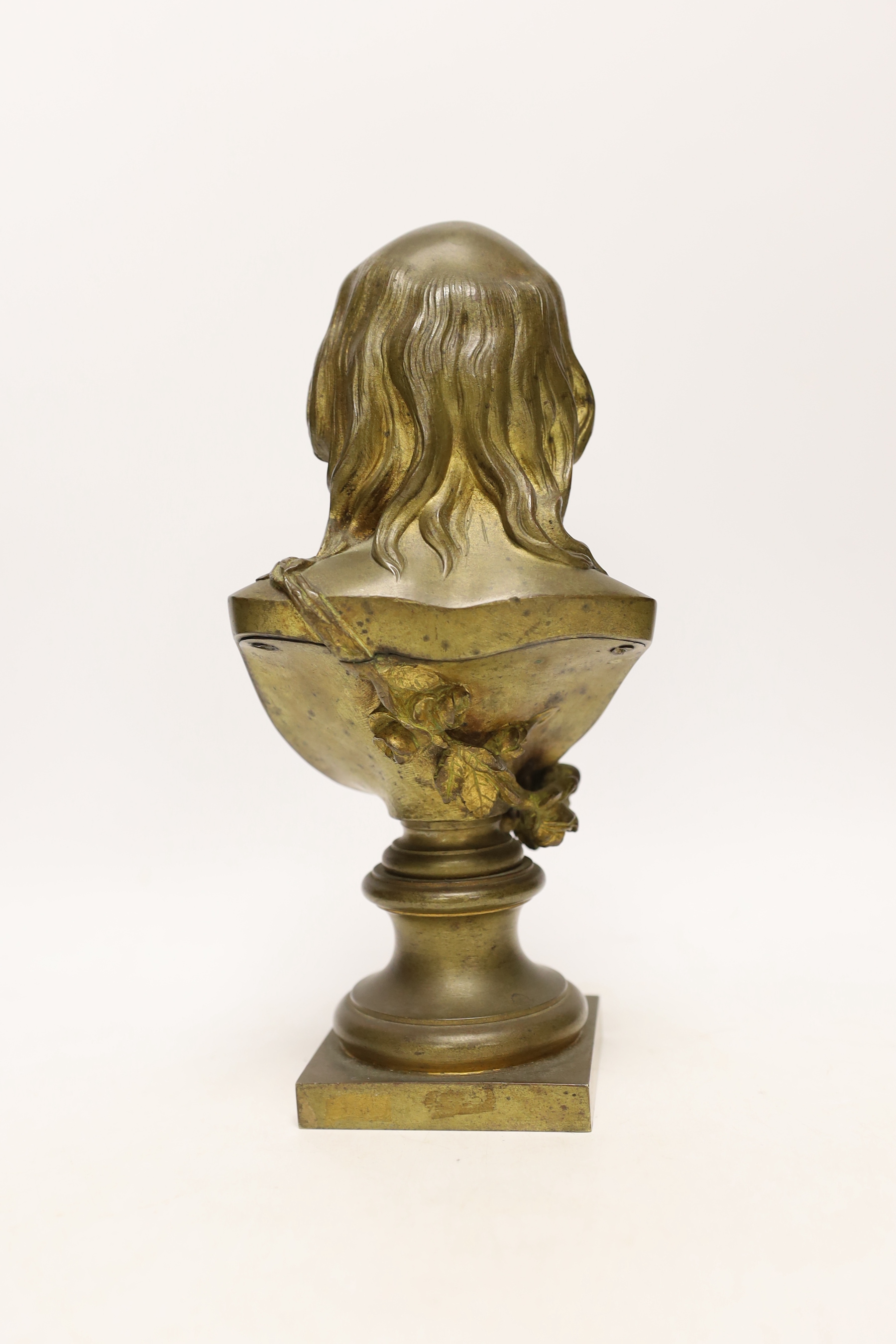 An early to mid 20th century gilt bronze bust of Pierre-Jean de Béranger, 25cm